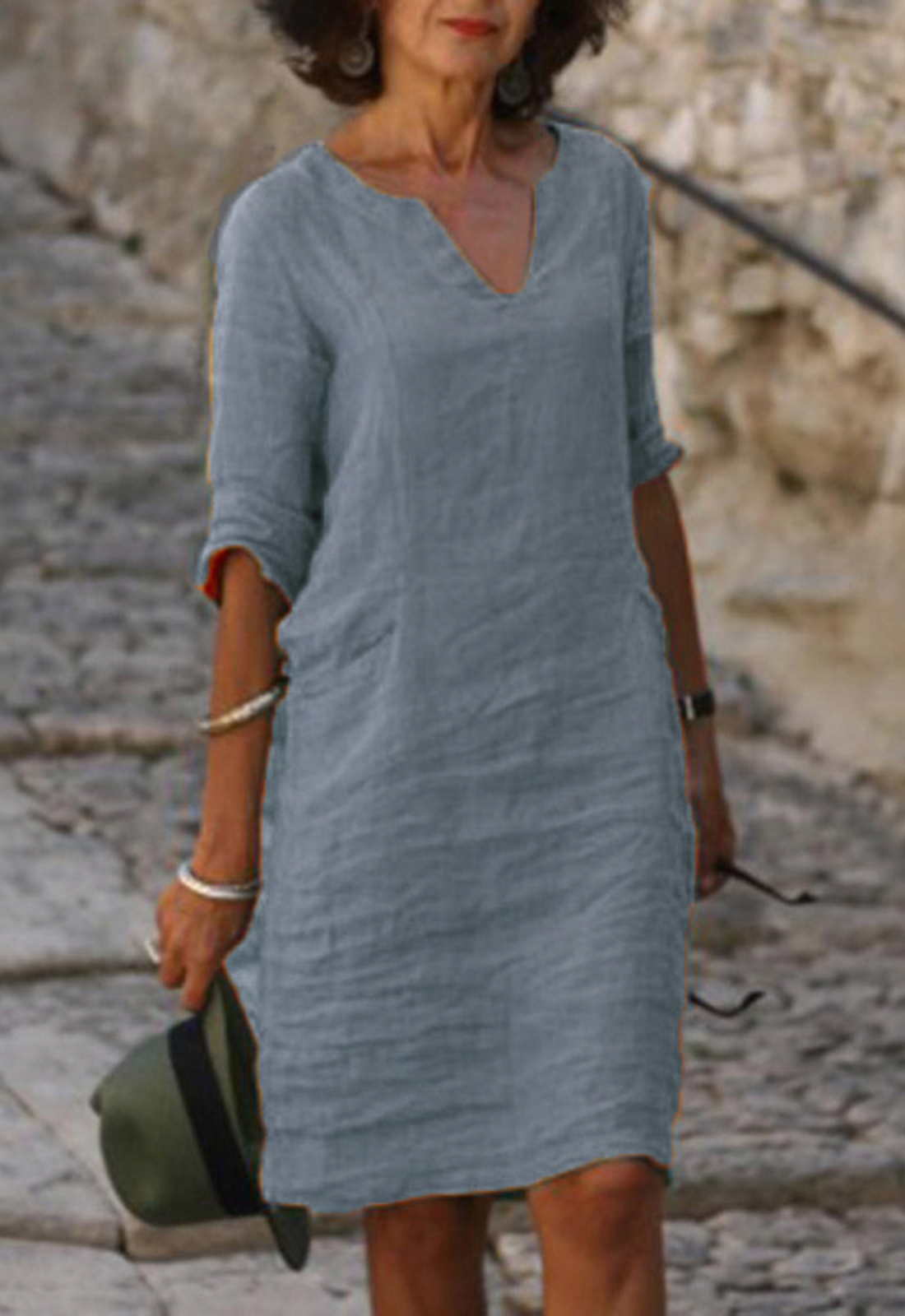 Midi Kleid Damen | V-Ausschnitt & Klassischer Schnitt