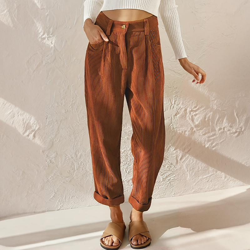 Emilia | Damen Sommer Hose mit Hoher Taille und weitem Bein 2
