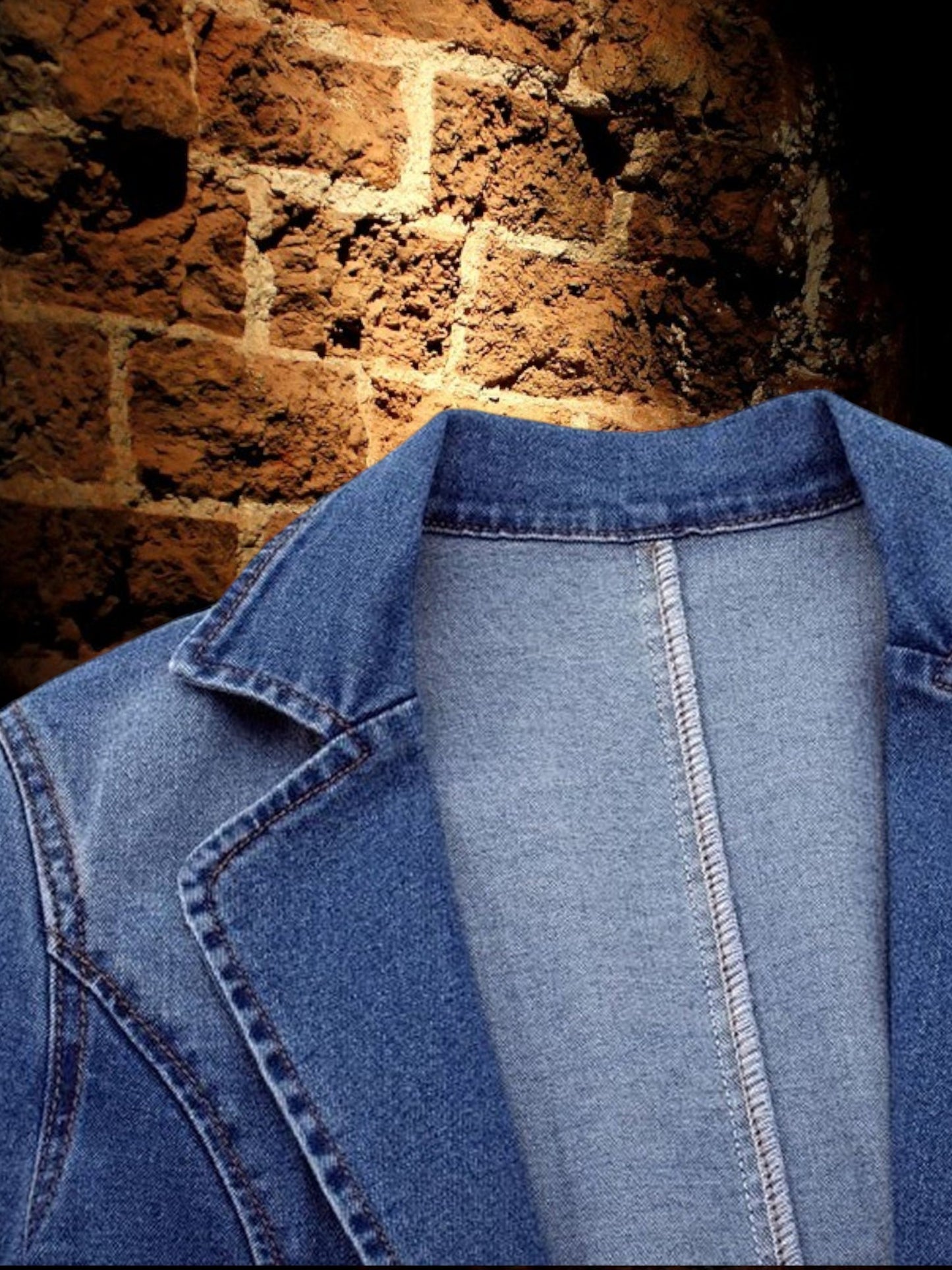 Emma | Stilvoller Denim Blazer für Damen in Blau mit Knopfverschluss und langem Arm