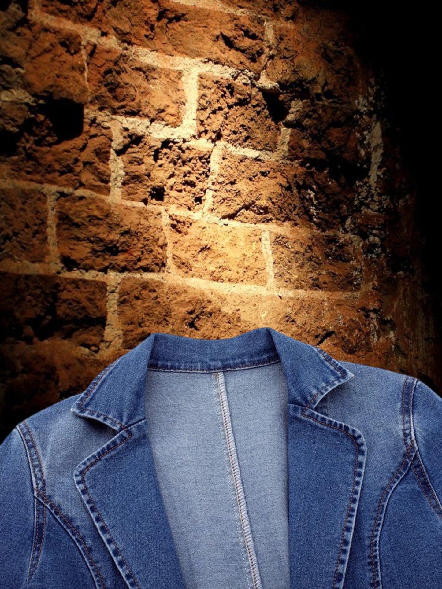 Emma | Stilvoller Denim Blazer für Damen in Blau mit Knopfverschluss und langem Arm