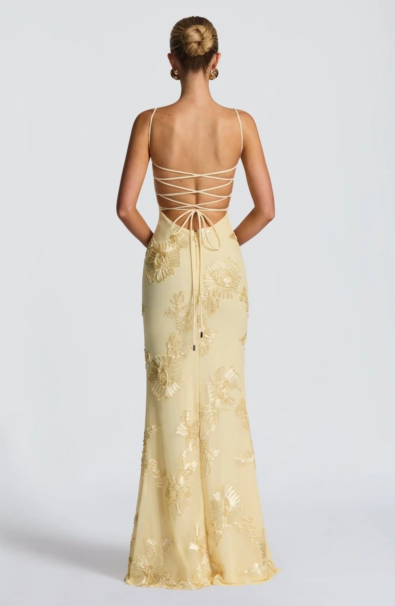 Maxikleid Damen | Figurbetontes Abendkleid mit Bustier & Spitzenstickerei