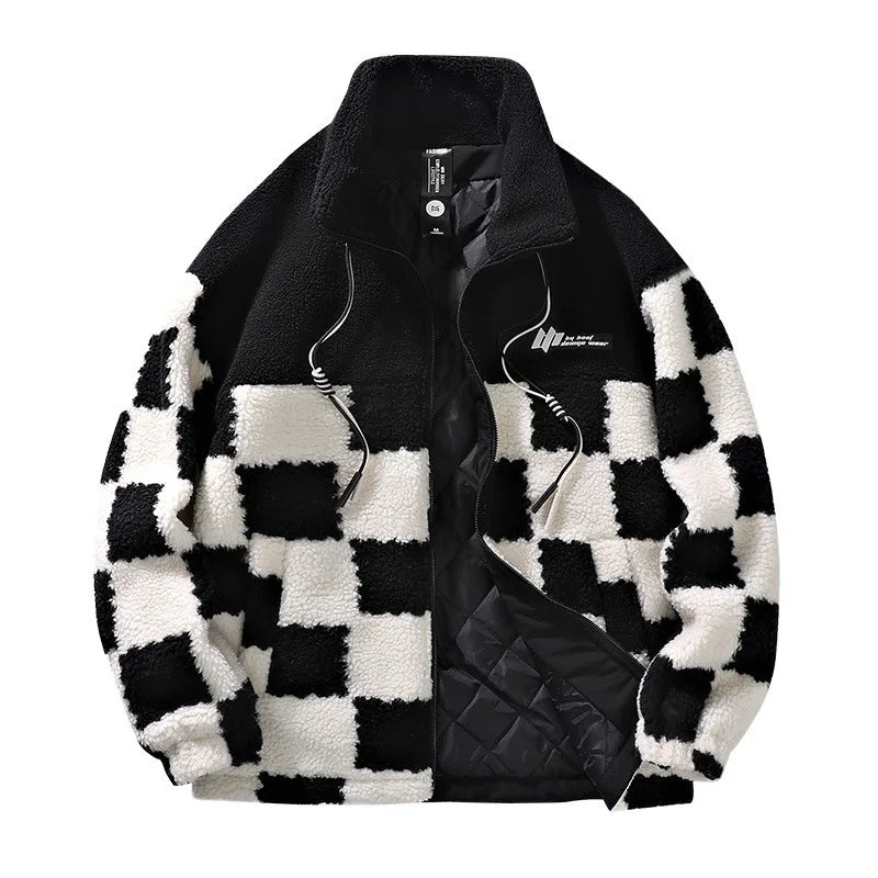Winter Fleecejacke für Herren | Wasserabweisend, Schachbrett