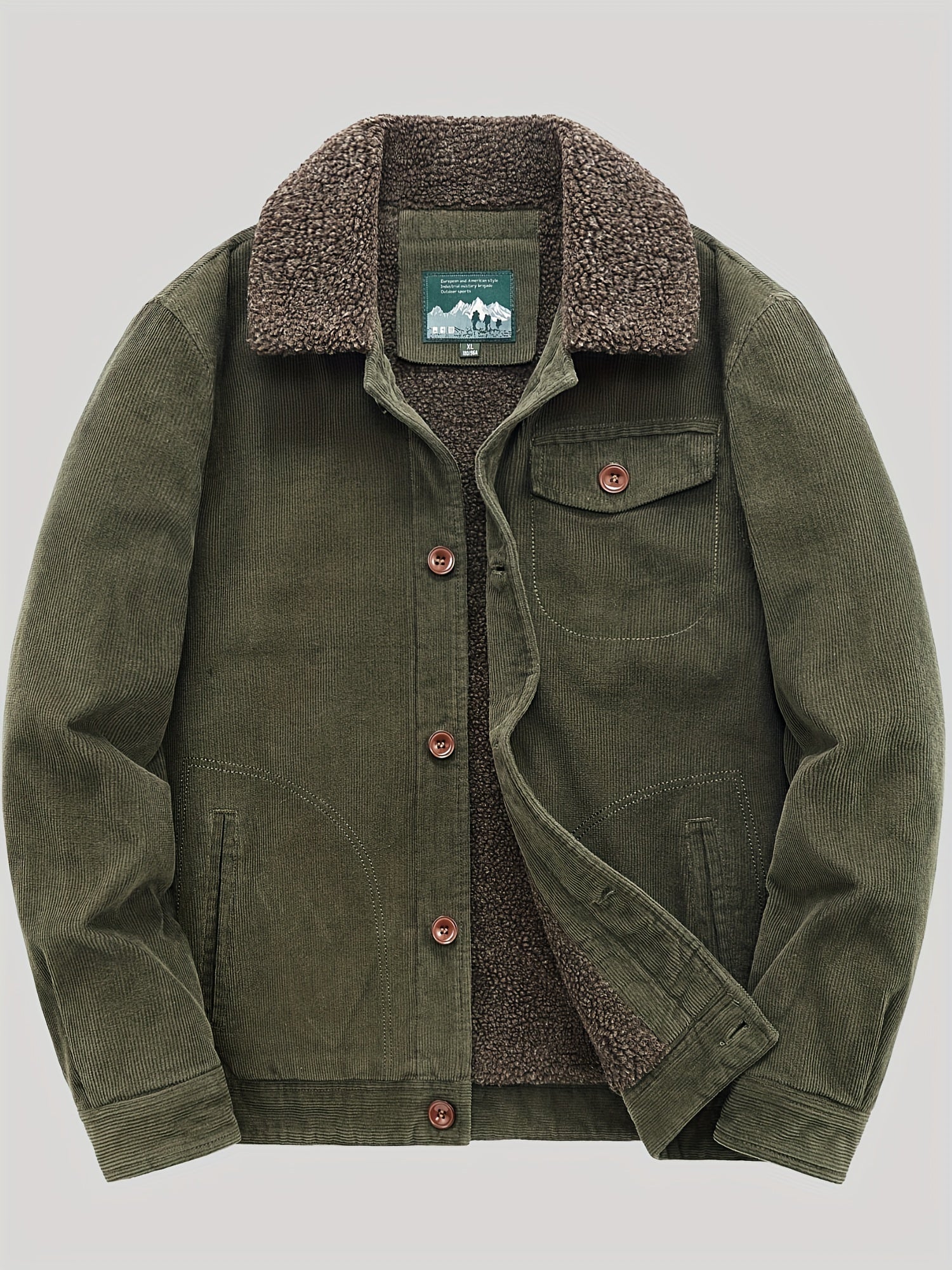 Fleecejacke für Herren, Knopfverschluss, winddicht | Winter