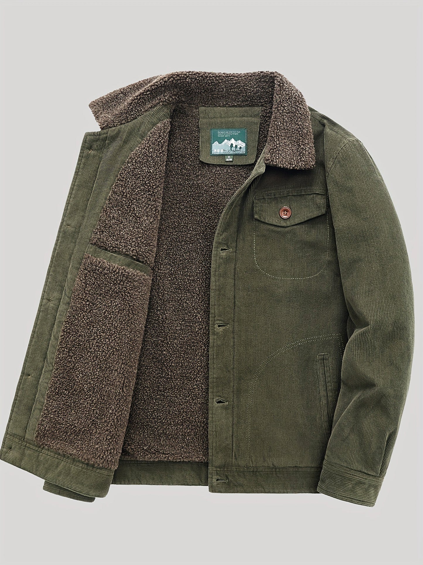Fleecejacke für Herren, Knopfverschluss, winddicht | Winter