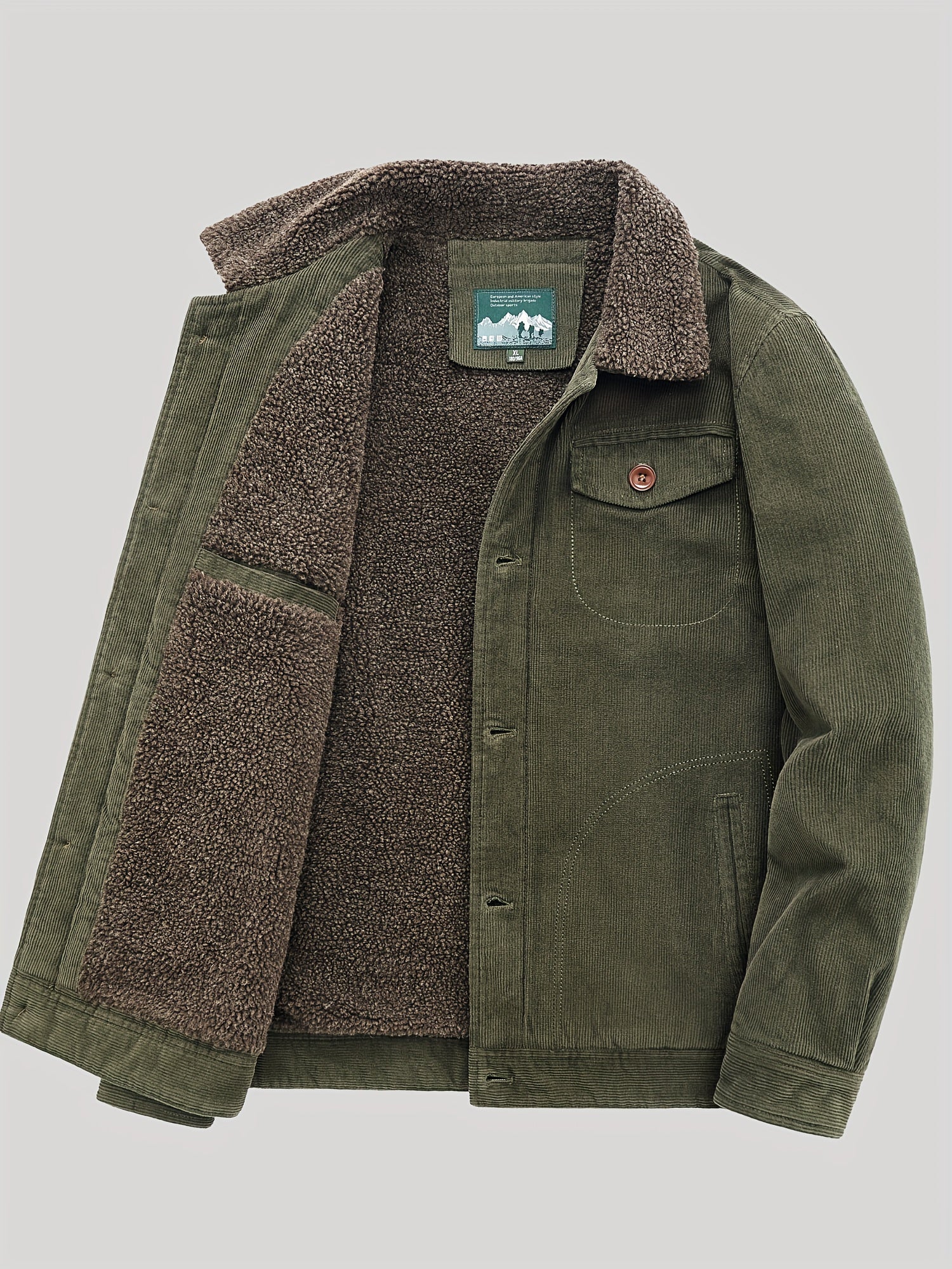 Fleecejacke für Herren, Knopfverschluss, winddicht | Winter
