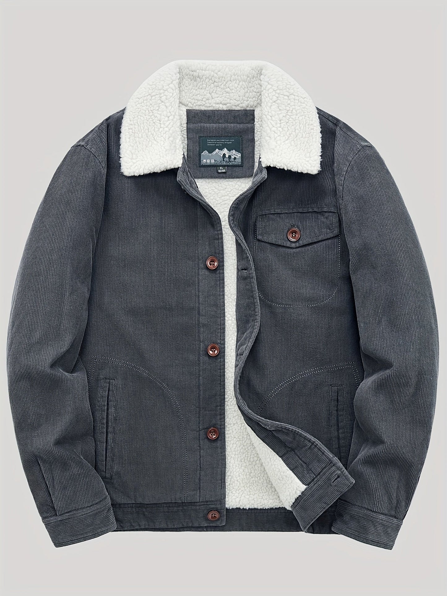 Fleecejacke für Herren, Knopfverschluss, winddicht | Winter