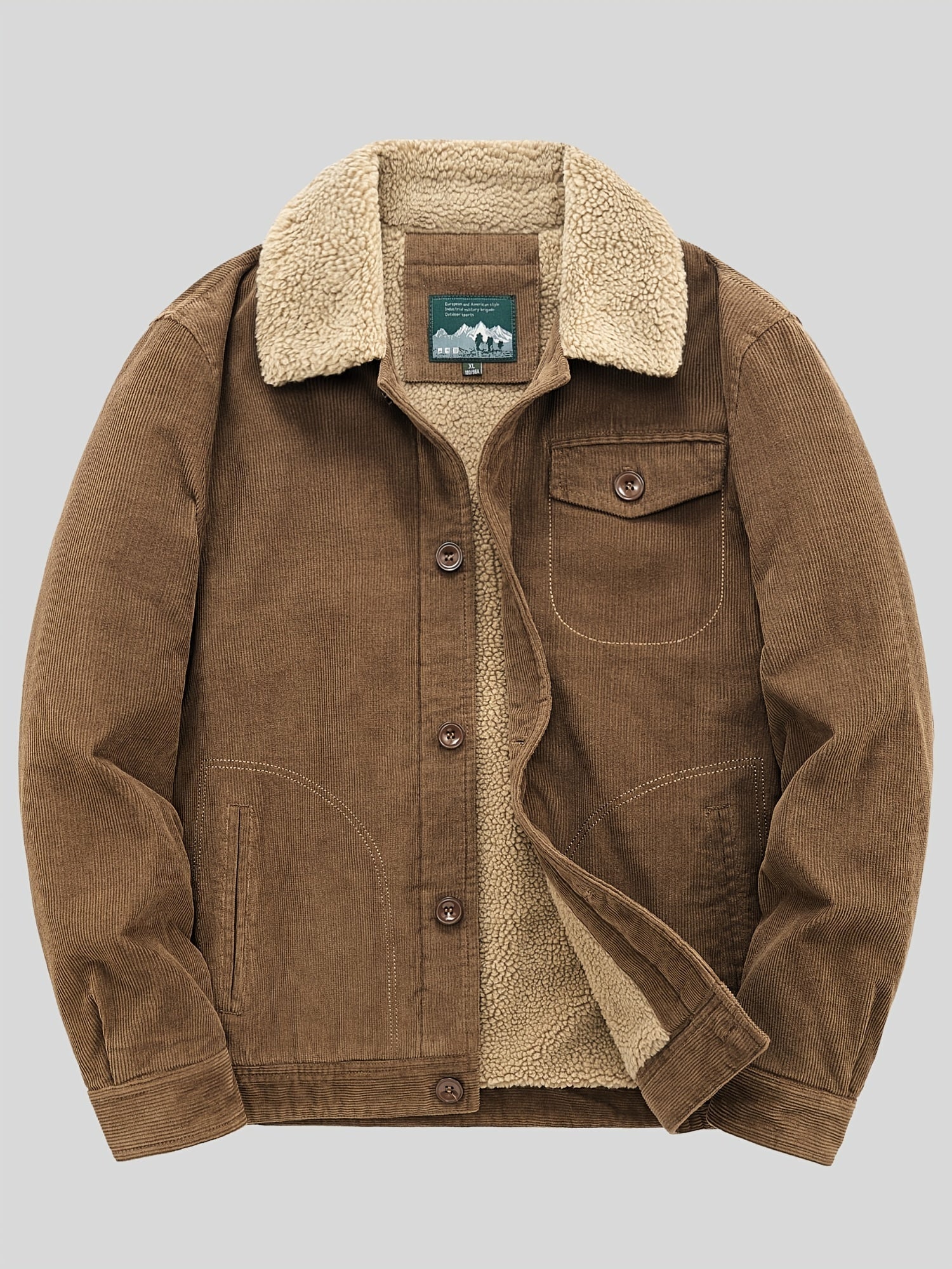 Fleecejacke für Herren, Knopfverschluss, winddicht | Winter