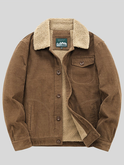 Fleecejacke für Herren, Knopfverschluss, winddicht | Winter
