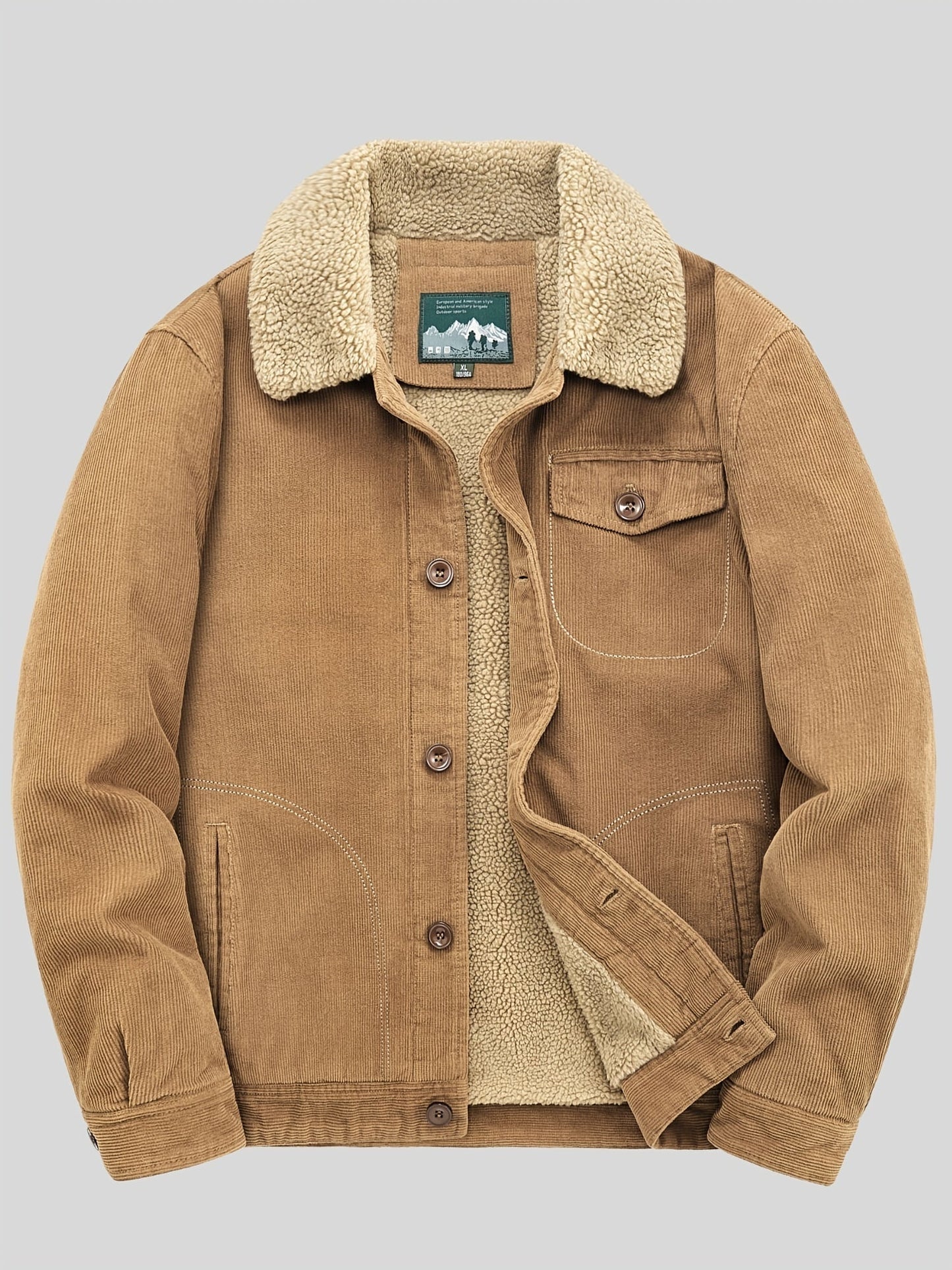 Fleecejacke für Herren, Knopfverschluss, winddicht | Winter