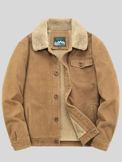 Fleecejacke für Herren, Knopfverschluss, winddicht | Winter
