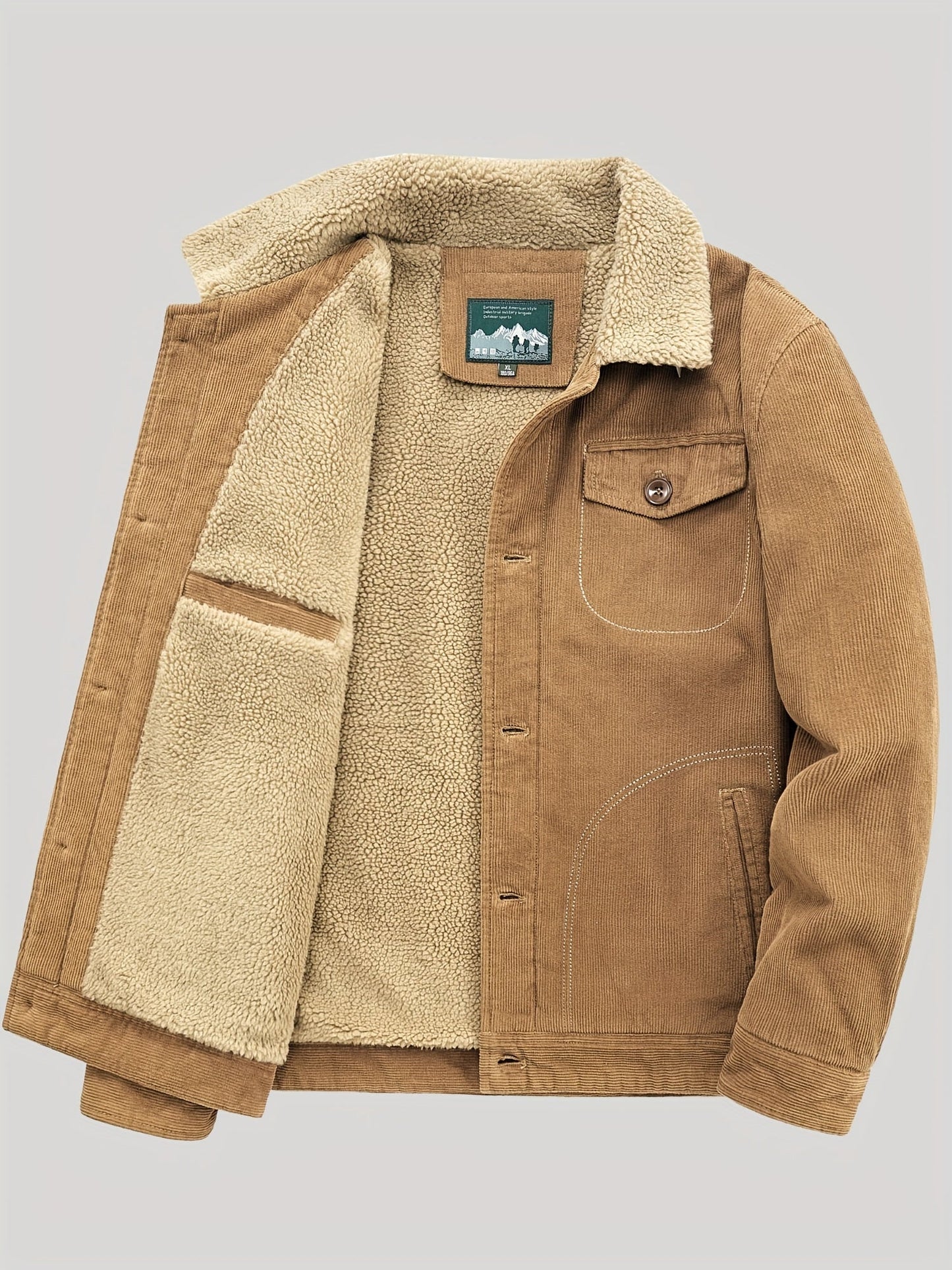 Fleecejacke für Herren, Knopfverschluss, winddicht | Winter