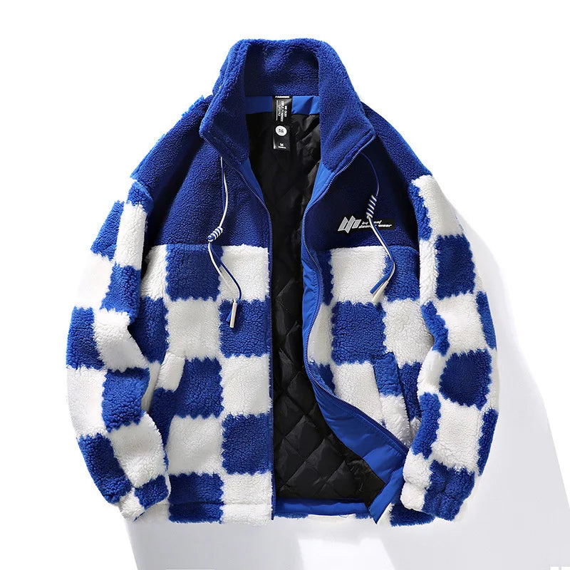 Fleecejacke für Herren | Schachbrettmuster | Winter