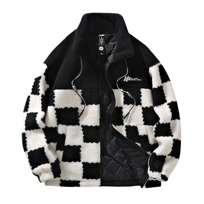 Fleecejacke für Herren | Schachbrettmuster | Winter