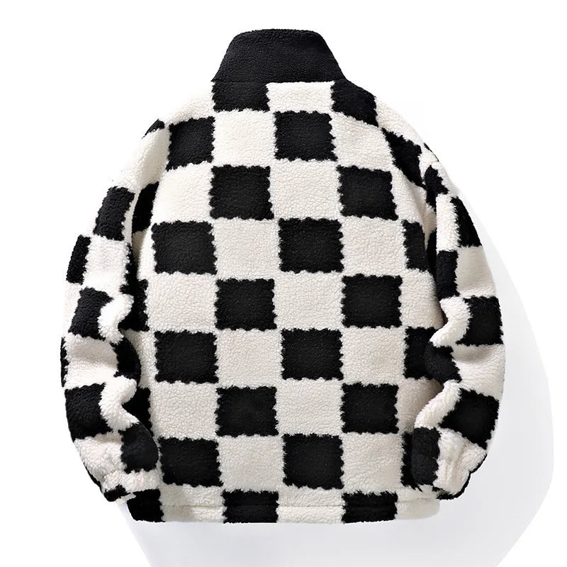 Fleecejacke für Herren | Schachbrettmuster | Winter