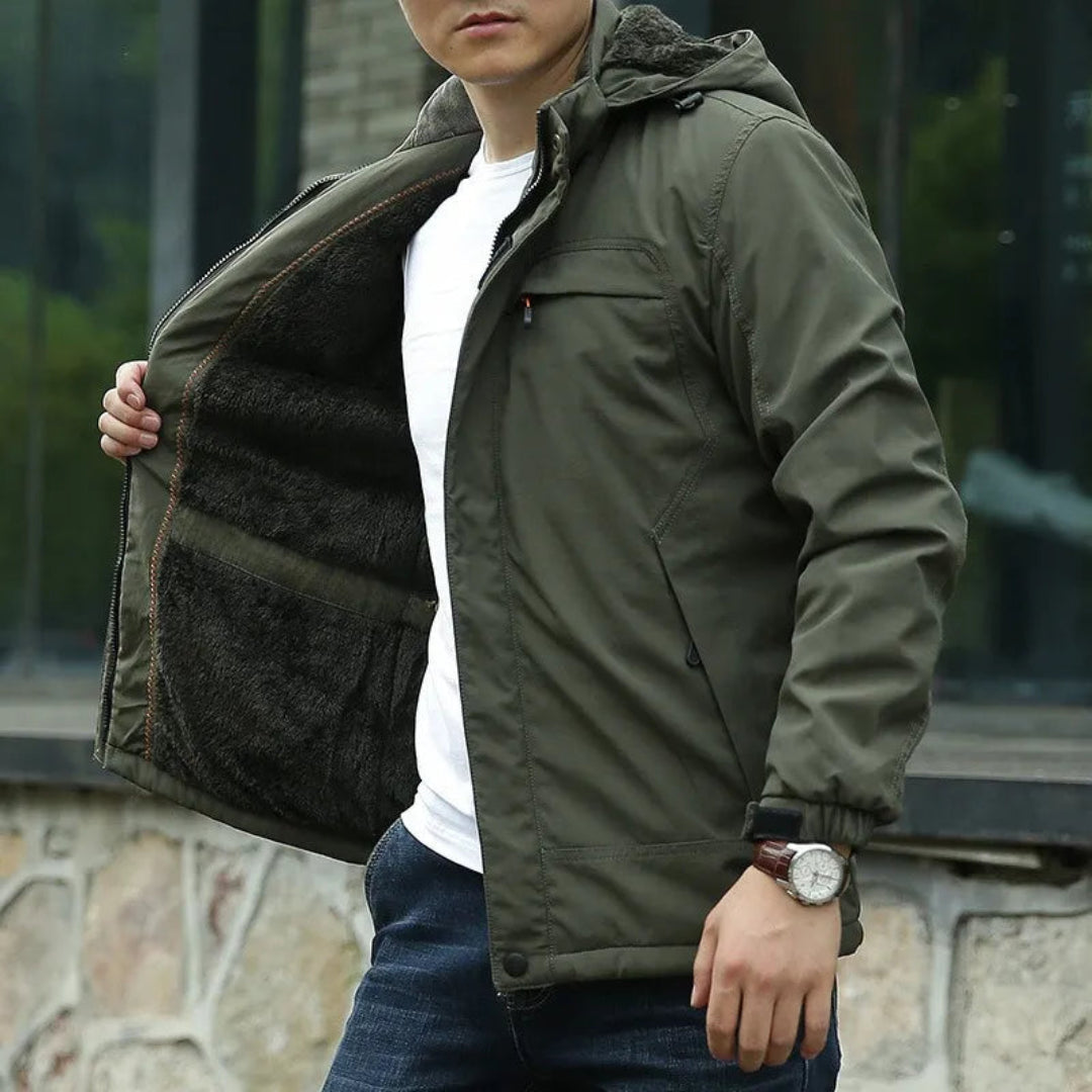 Fleecejacke mit Kapuze für Herren, wasserabweisend | Winter