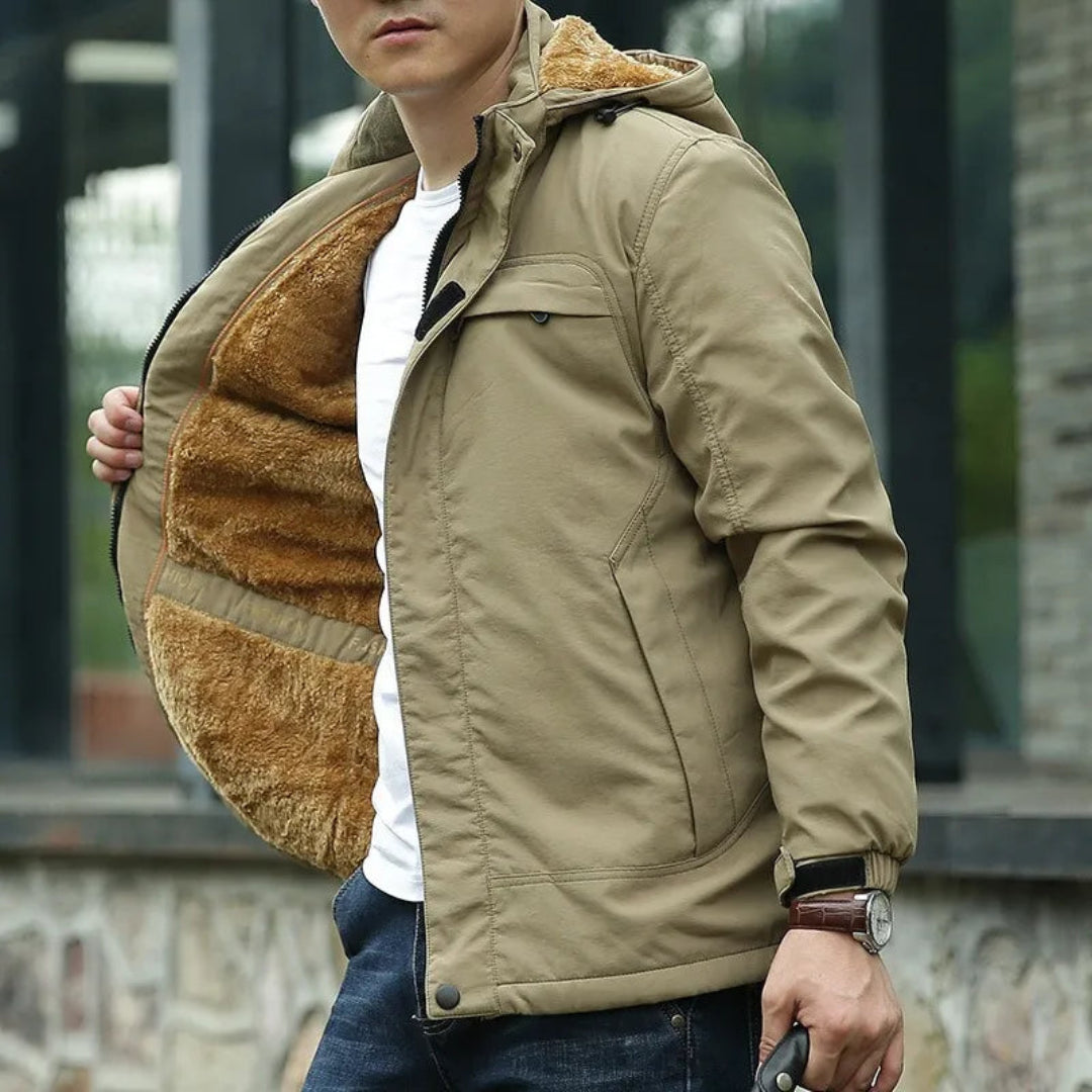 Fleecejacke mit Kapuze für Herren, wasserabweisend | Winter