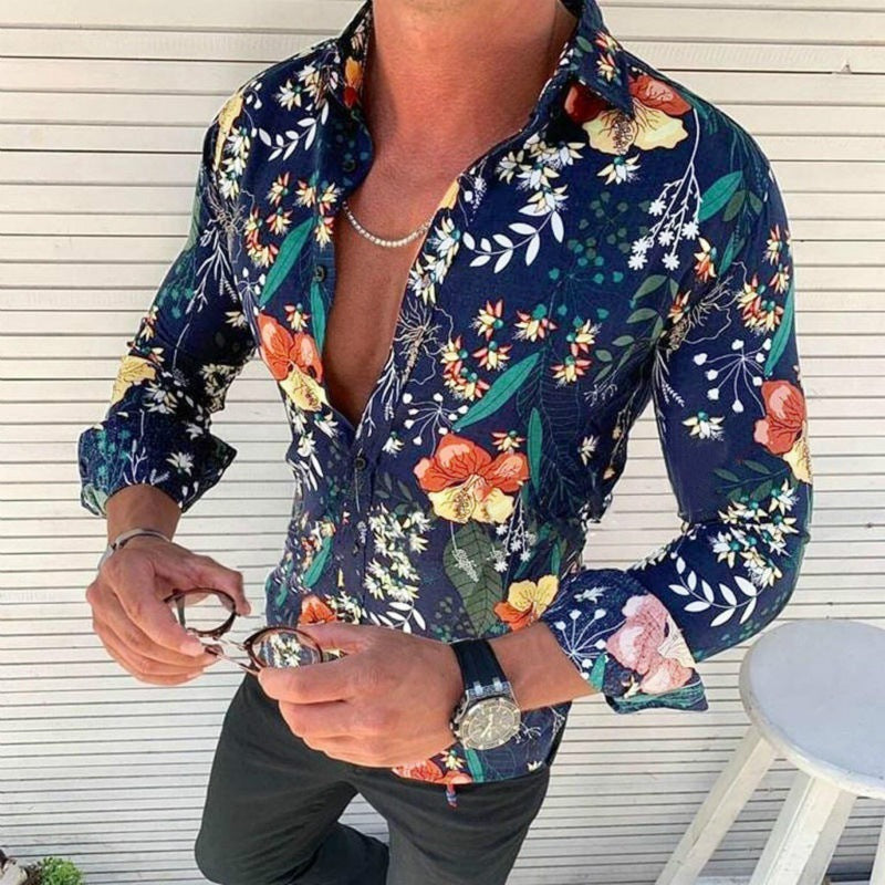 Floriano | Herren Langarm Hemd mit Blumenmuster 0