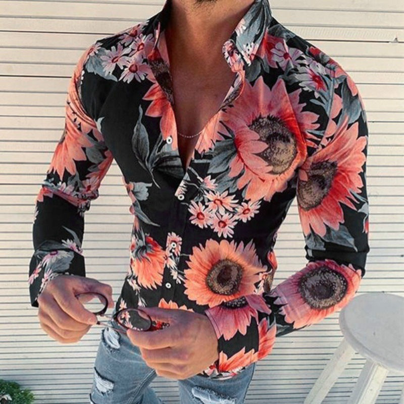 Floriano | Herren Langarm Hemd mit Blumenmuster 10