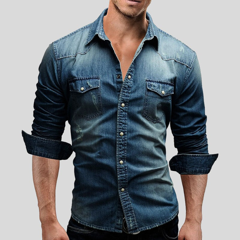 Jeanshemd Herren | Vintage Used-Look 4