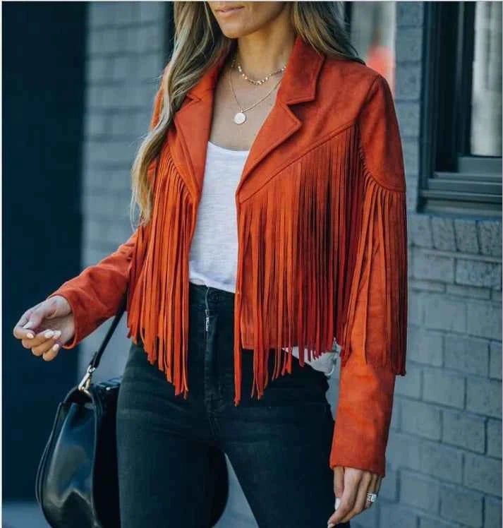 Fransenjacke Damen | Western-Look & Reverskragen