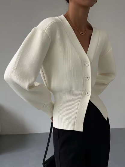 Gemütlicher Strick-Cardigan mit V-Ausschnitt und Knopfleiste 2