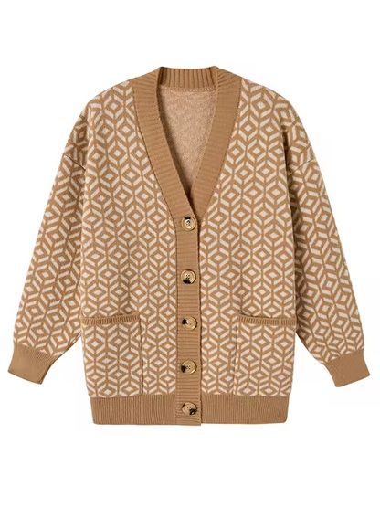 Gemütlicher Strickcardigan mit geometrischem Muster und Knopfleiste 4