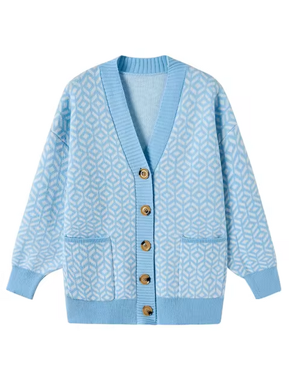 Gemütlicher Strickcardigan mit geometrischem Muster und Knopfleiste 5