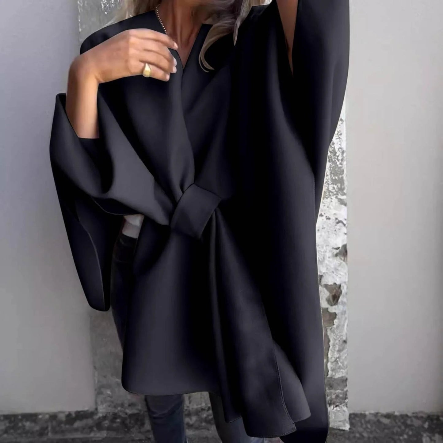 Gemütlicher Stricklanger Cardigan mit Fledermausärmeln 0