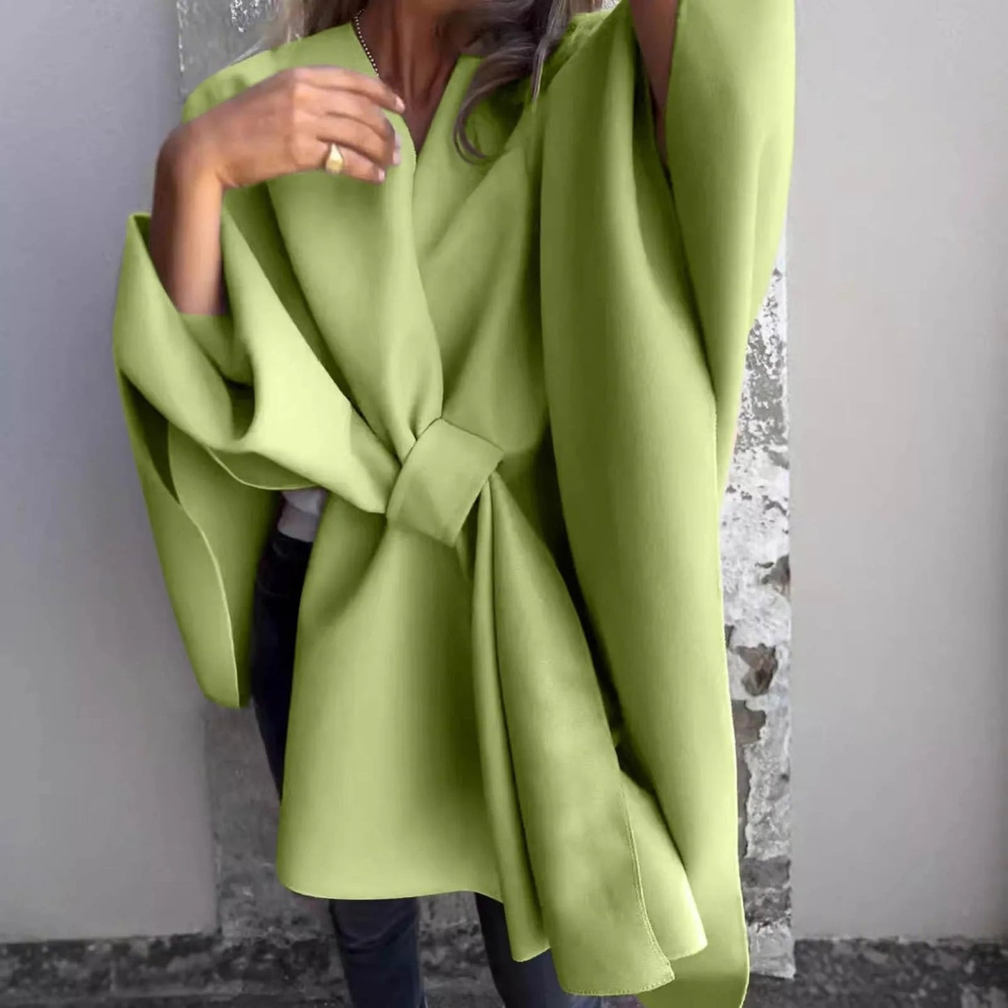 Gemütlicher Stricklanger Cardigan mit Fledermausärmeln 1