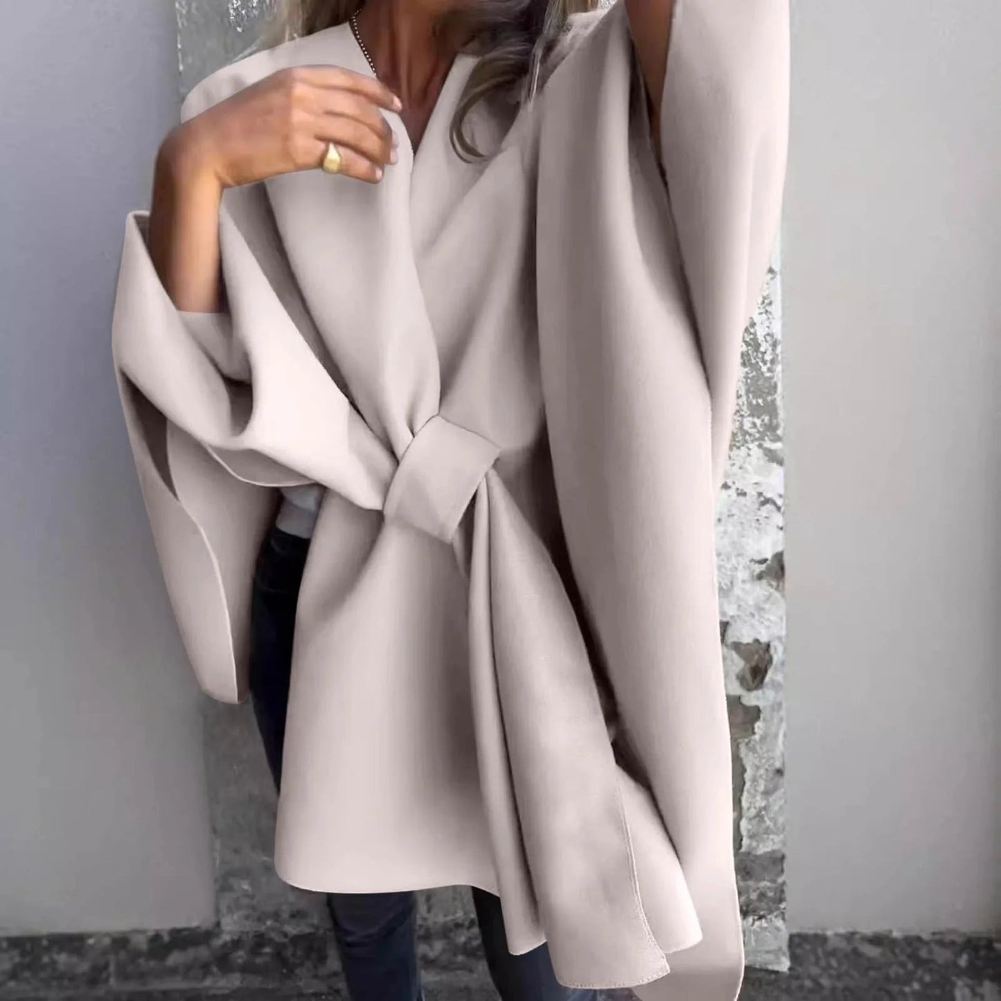 Gemütlicher Stricklanger Cardigan mit Fledermausärmeln 3
