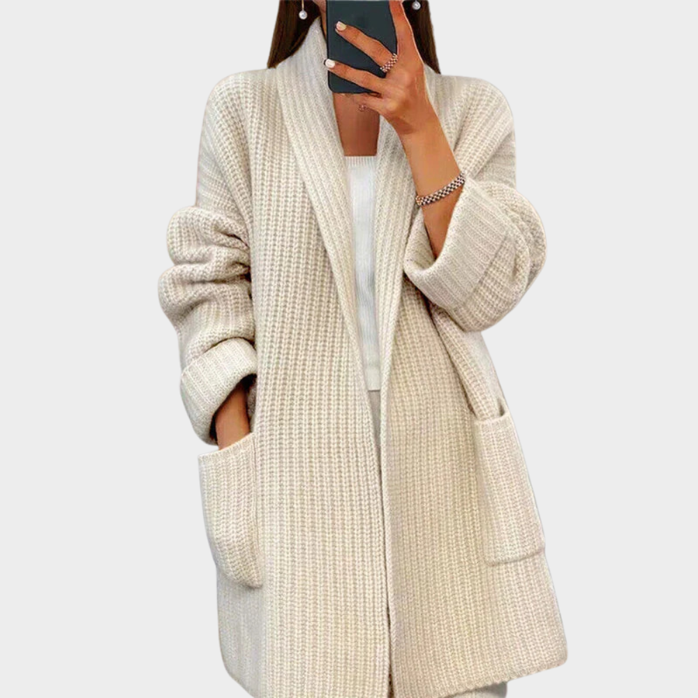 Gemütlicher gestrickter Wollcardigan-Pullover 0