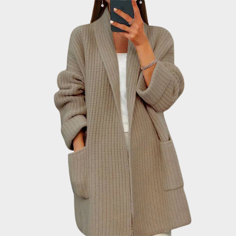 Gemütlicher gestrickter Wollcardigan-Pullover 7