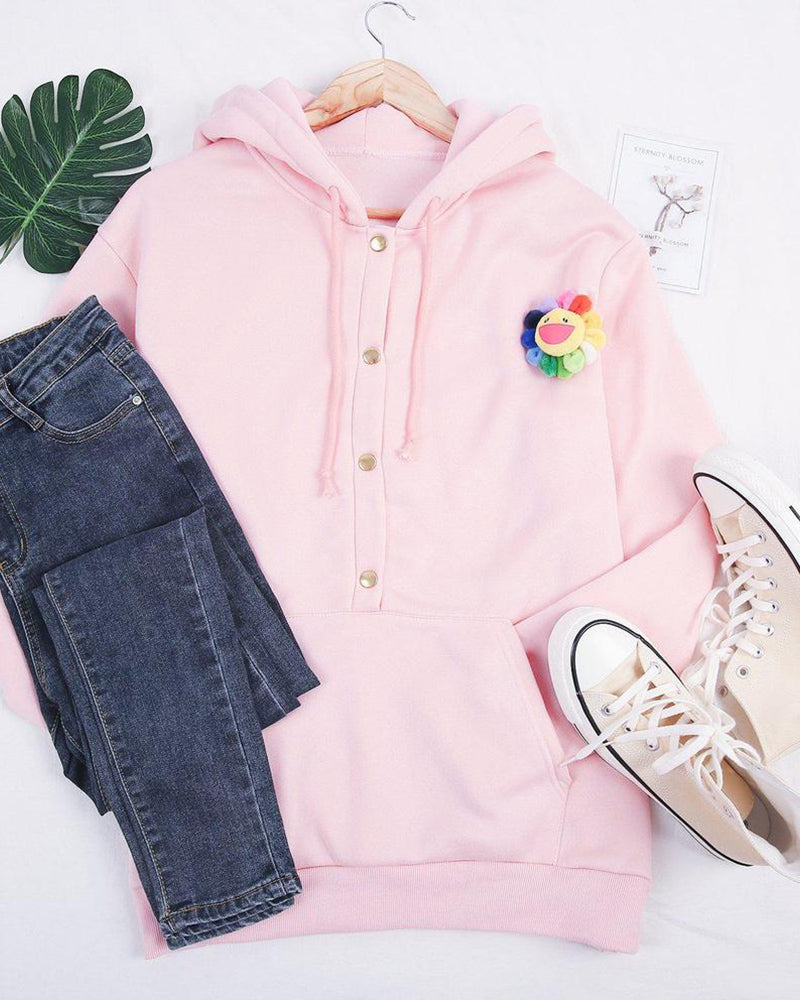Gemütlicher rosa Hoodie mit Kängurutaschen für Damen 5