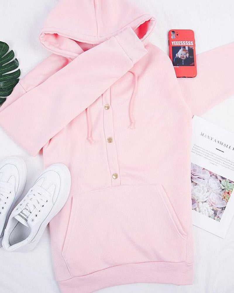 Gemütlicher rosa Hoodie mit Kängurutaschen für Damen 6