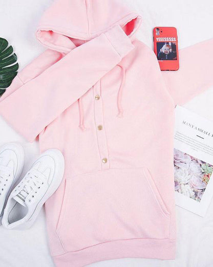 Gemütlicher rosa Hoodie mit Kängurutaschen für Damen 6