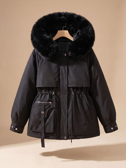 Freymund | Damen Gesteppte Winterjacke mit Kunstfell-Kapuze - Beige - Image 2