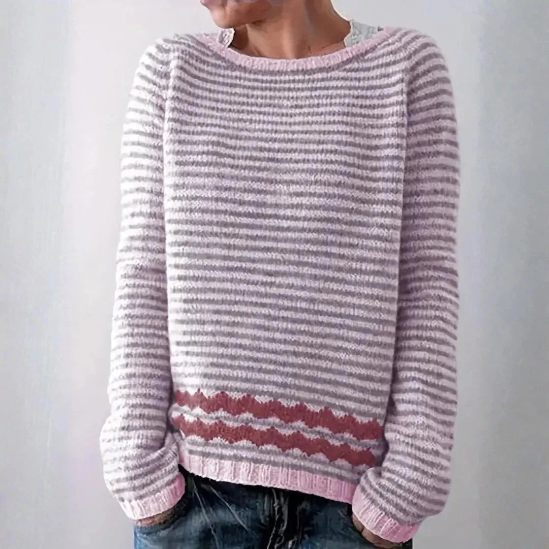 Gestreifter Strickpullover für Damen | Leicht