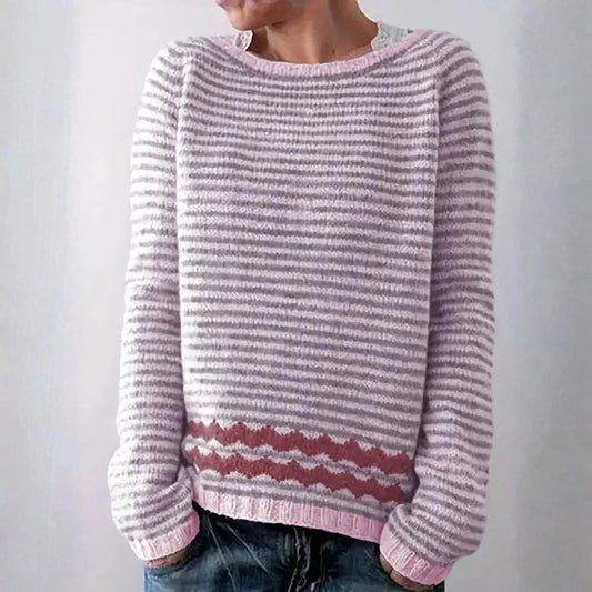 Gestreifter Strickpullover für Damen | Leicht