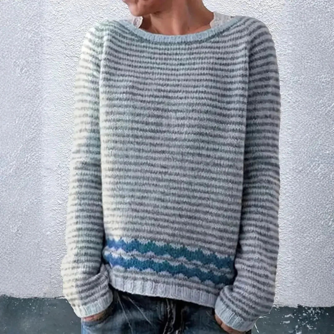 Gestreifter Strickpullover für Damen | Leicht