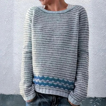 Gestreifter Strickpullover für Damen | Leicht
