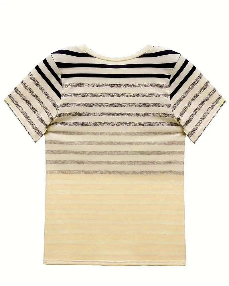 Gestreiftes Damen T-Shirt mit Rundhalsausschnitt & Farbverlauf – Melia 4