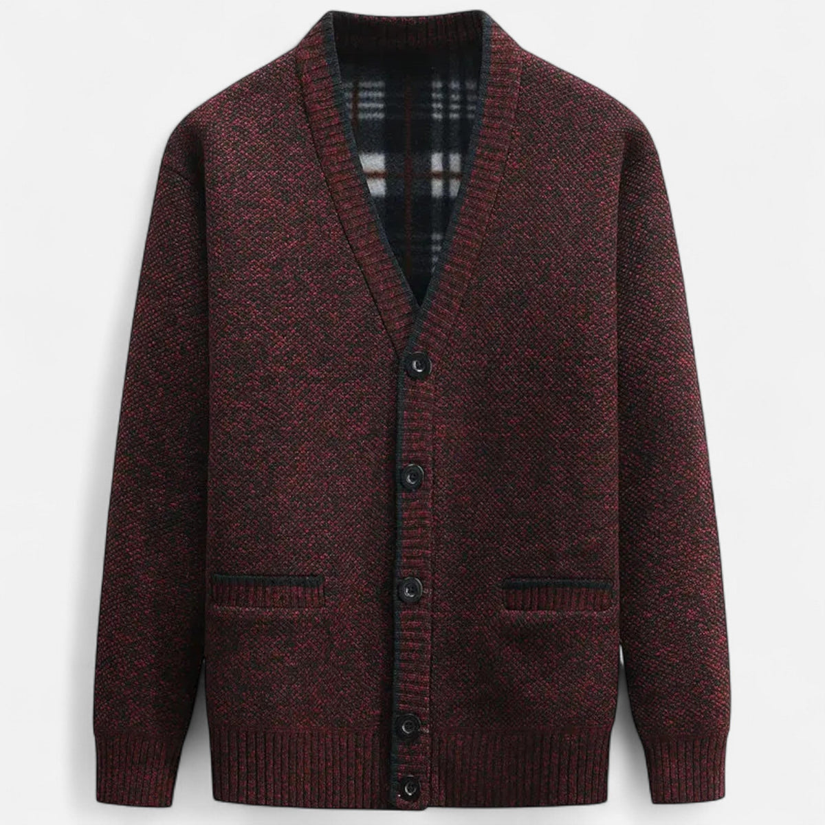 Men's classic knit cardigan sweater in a versatile layered look