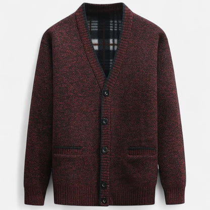 Men's classic knit cardigan sweater in a versatile layered look