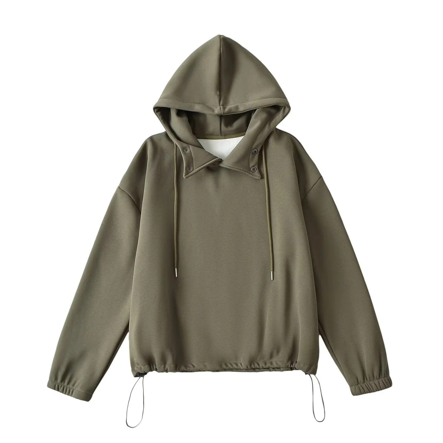 Halblanger Hoodie mit Knopfdetail und losem Kragen 5