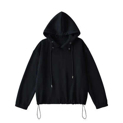 Halblanger Hoodie mit Knopfdetail und losem Kragen 6