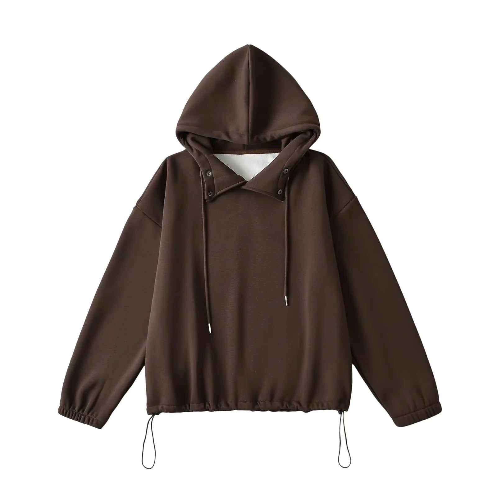 Halblanger Hoodie mit Knopfdetail und losem Kragen 7