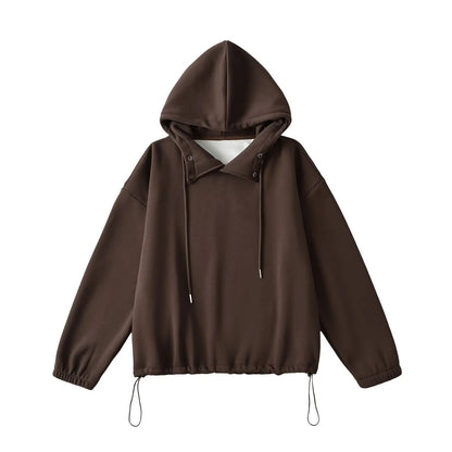 Halblanger Hoodie mit Knopfdetail und losem Kragen 7