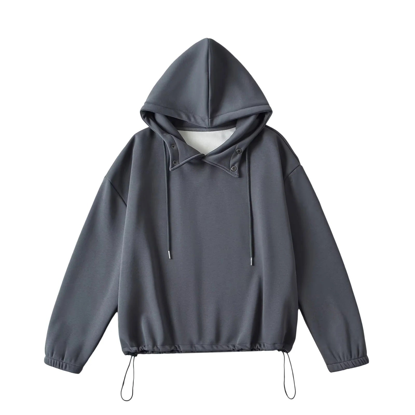 Halblanger Hoodie mit Knopfdetail und losem Kragen 8