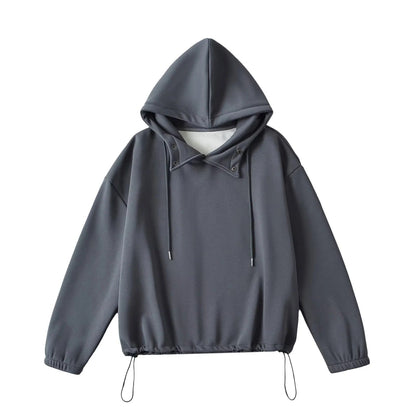 Halblanger Hoodie mit Knopfdetail und losem Kragen 8