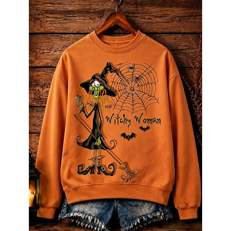 Gerdlotte | Damen Halloween Sweatshirt mit Hexen-Print - Green - Image 4